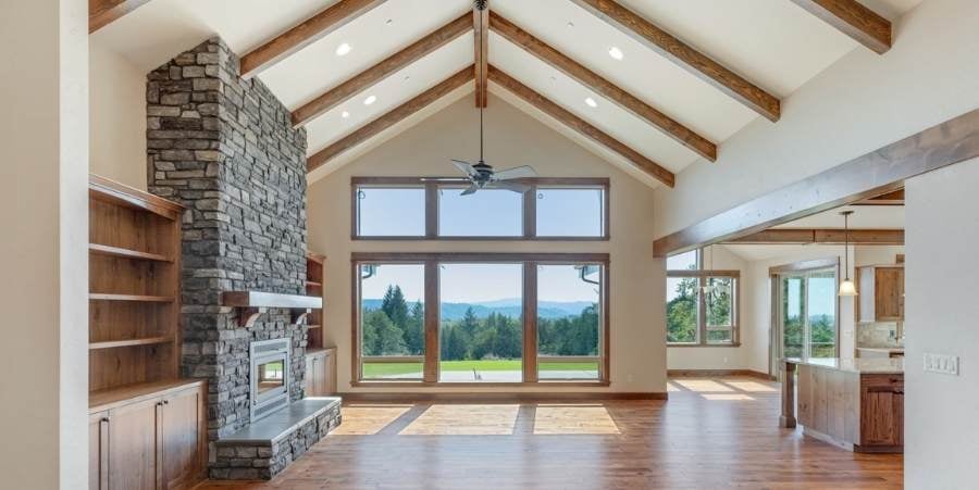 Whole home remodel: living room with fire place