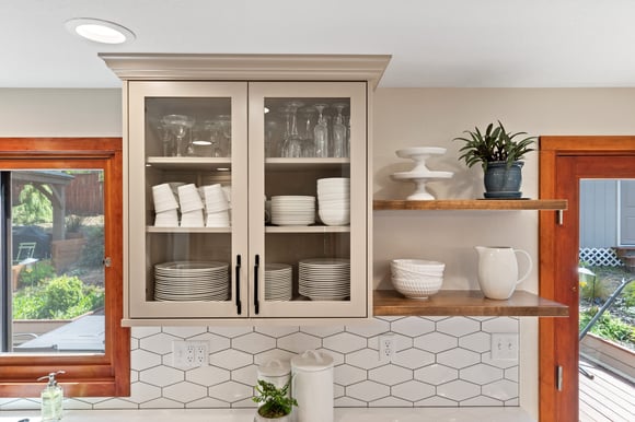 light cabinets with backsplash in remodeled kitchen by corvallis custom kitchens and baths in corvallis oregon