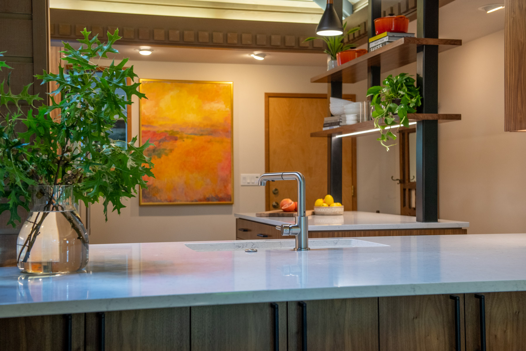 white kitchen island with brown wood cabinets by Corvallis custom kitchens and baths in corvallis oregon white kitchen island with brown wood cabinets by Corvallis custom kitchens and baths in corvallis oregon